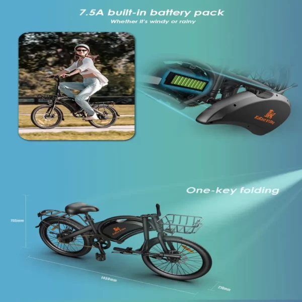 Vélo électrique avec batterie de grande capacité.