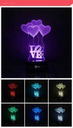 Coeurs et Ballons - Lampe holographique avec éclairage optique 3D – Image 15
