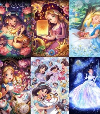 Peinture diamant 5D - Princesses de contes de fées