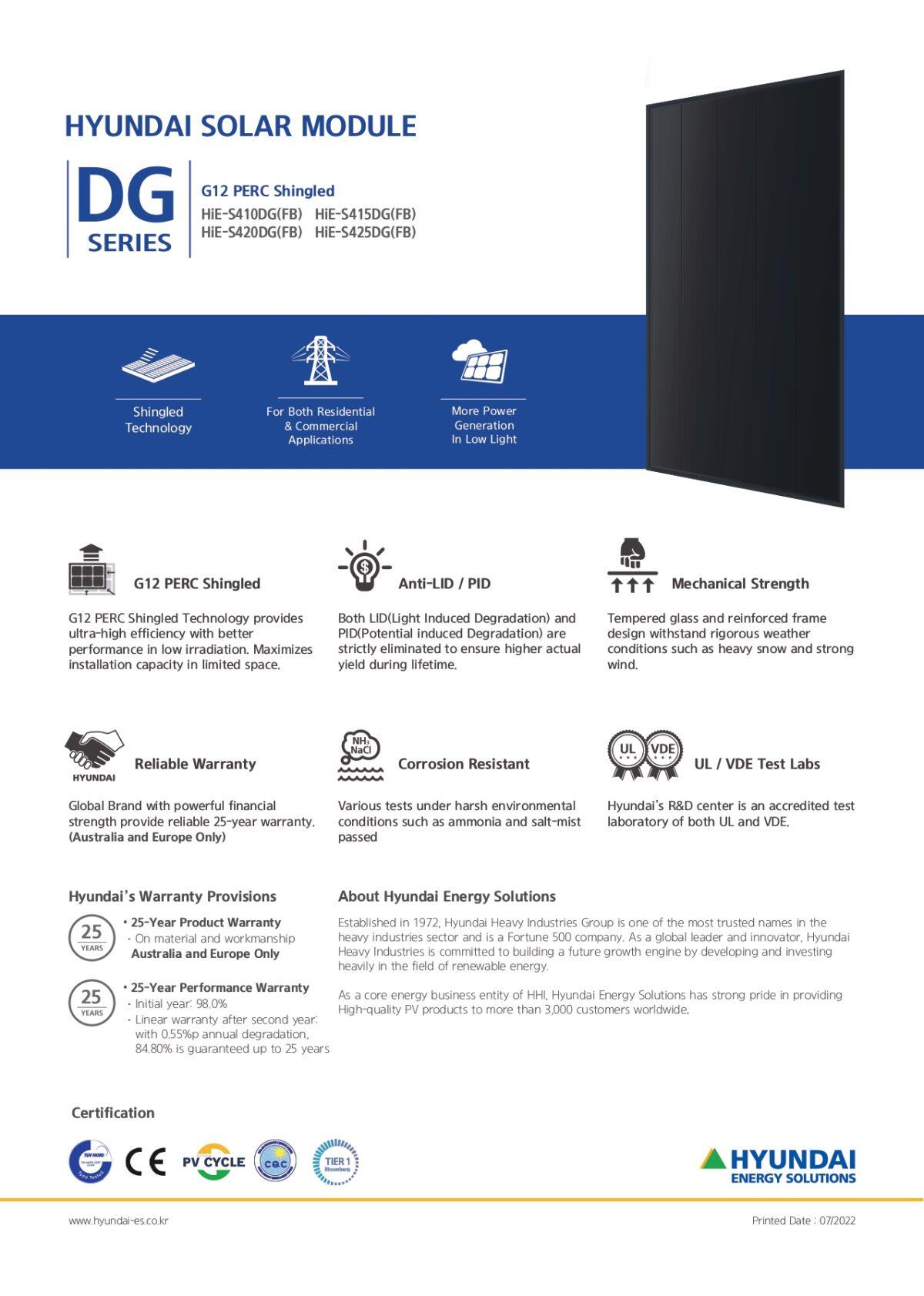 Hyundai Panneau Solaire 410W HiE-S410DG(FB) Perc Shingled Noir Complet – Image 4