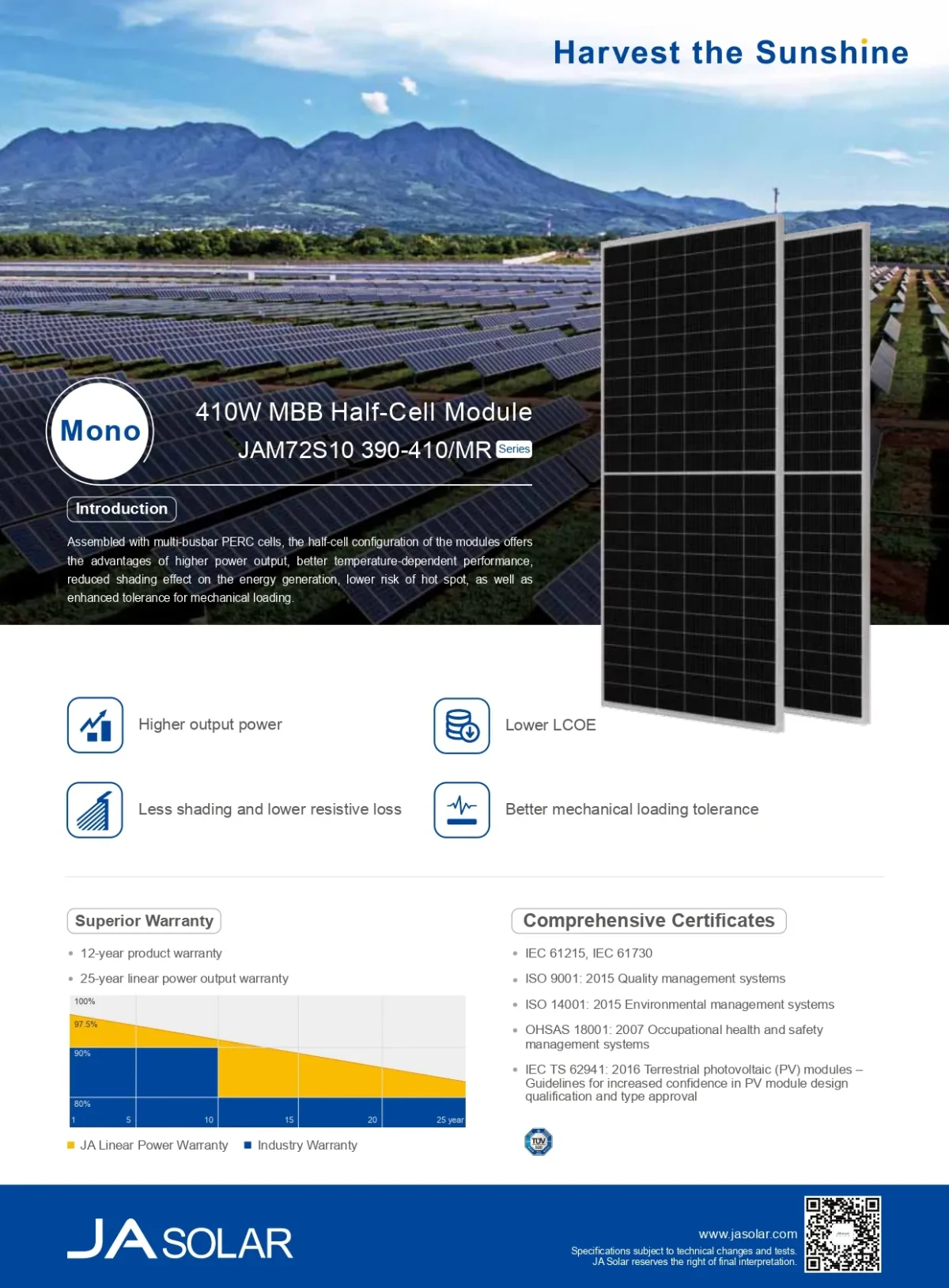 Ja Solar Panneau Solaire 410 Watt JAM72S10-410/MR – Image 3