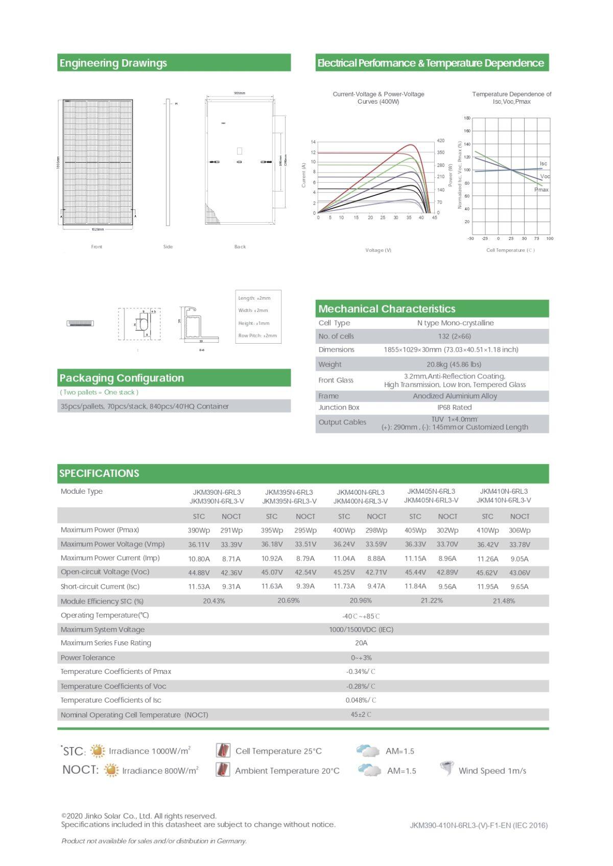 Jinko Panneau Solaire 410 Watt JKM410N-6RL3-V N-type Monocristallin – Image 3
