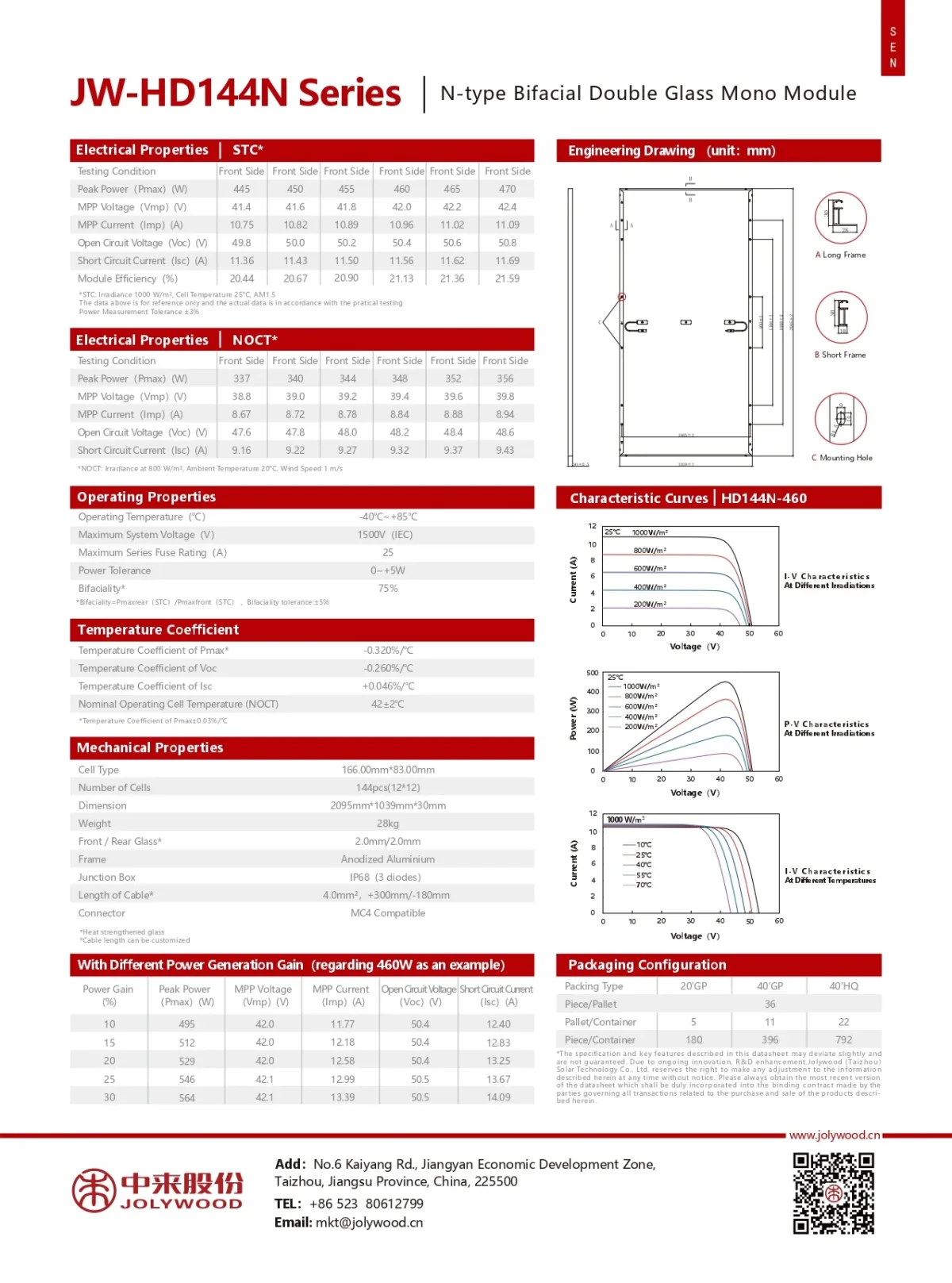 Jolywood Panneau Solaire JW-HD144N-460 Watt N-type Biface – Image 4