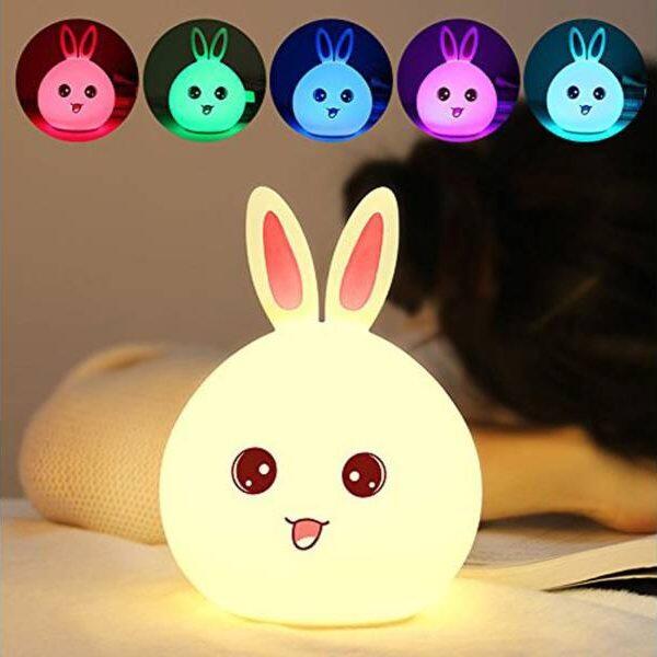 Lampe lapin à couleurs changeantes avec capteur tactile