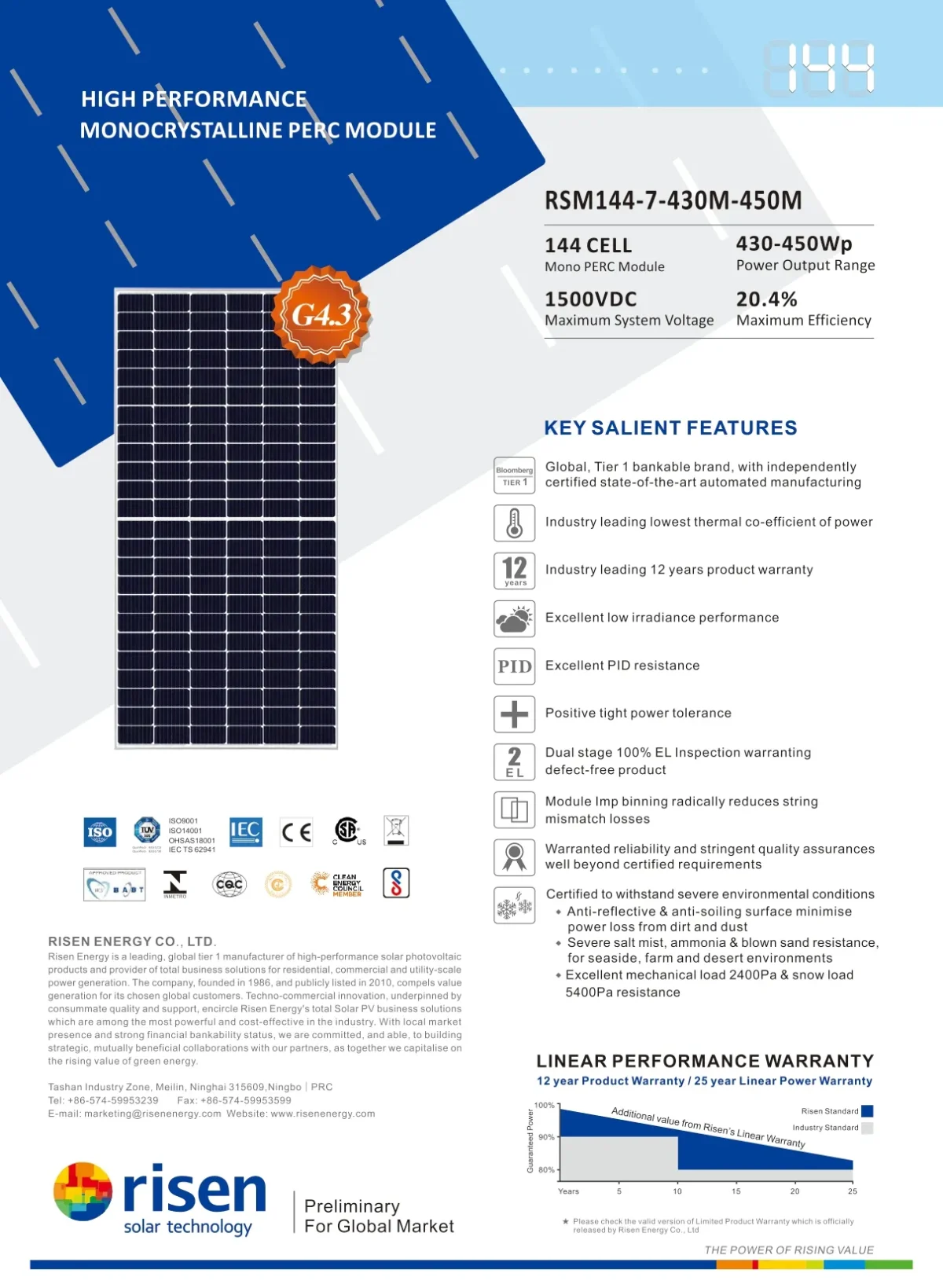 Risen Panneau Solaire 450 Watt RSM144-7-450M Monocristallin – Image 3