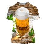 T-shirt Décontracté pour Hommes imprimé en 3D (bière, hamburger, aigle) – Image 9