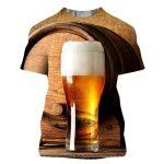 T-shirt Décontracté pour Hommes imprimé en 3D (bière, hamburger, aigle)