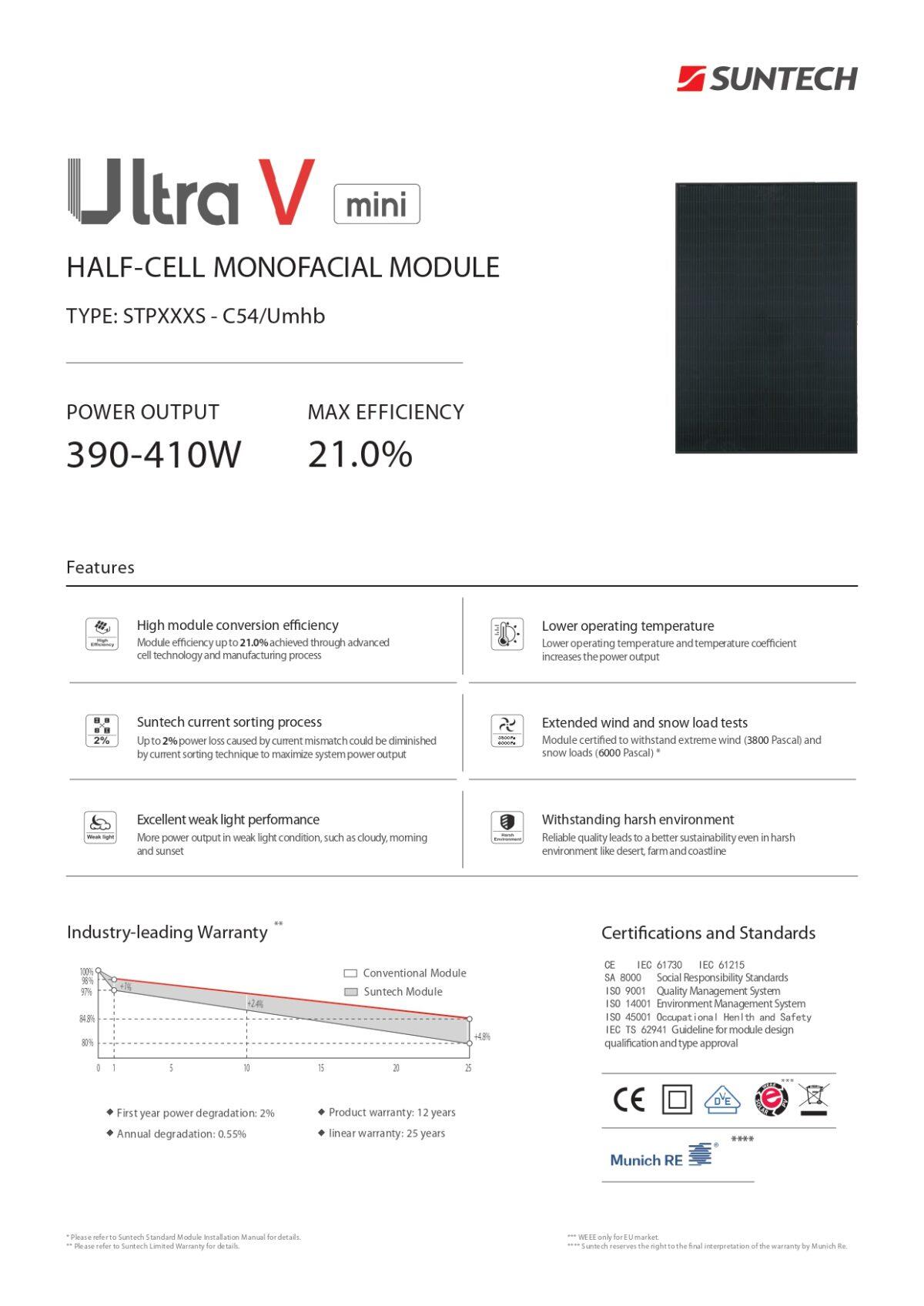 Suntech Panneau Solaire 400 Watt STP400S - C54/Umhb Cadre Noir – Image 3