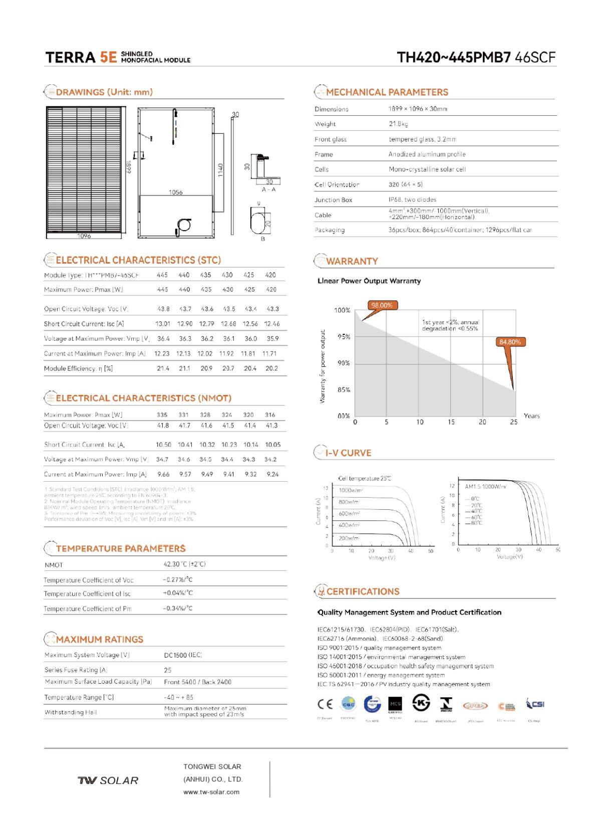 Tongwei & XTG Panneau Solaire Shingled 435W Noir Complet – Image 3