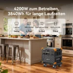 Station d'alimentation portable extensible PECRON E3800LFP 4200 W (3840 Wh) avec chariot gratuit – Image 5